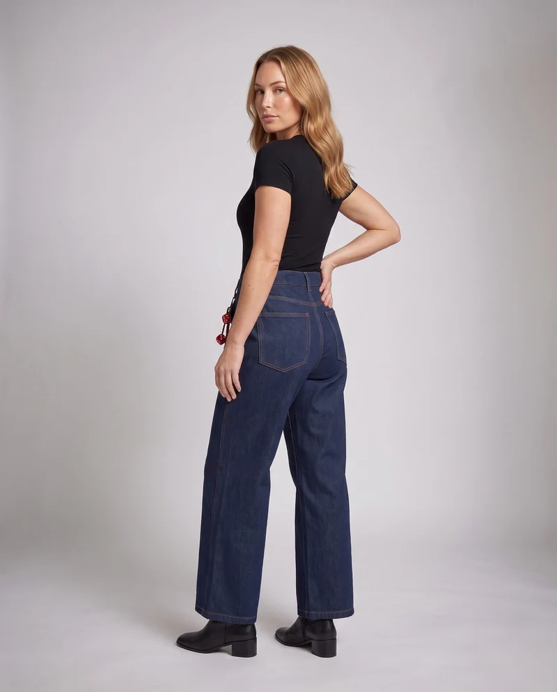 Damen Weitgeschnittene Denim-Hose Nord Taschen 1787981894
