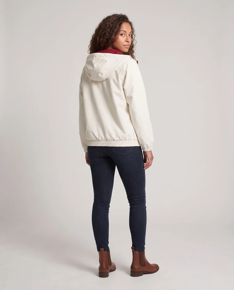 Damen Leichte Übergangsjacke mit Kapuze und Kontrastfutter, Reißverschlusstaschen & Elastischem Saum Nord Taschen