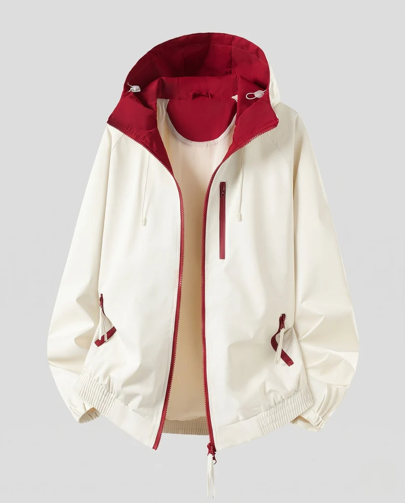 Damen Leichte Übergangsjacke mit Kapuze und Kontrastfutter, Reißverschlusstaschen & Elastischem Saum Nord Taschen