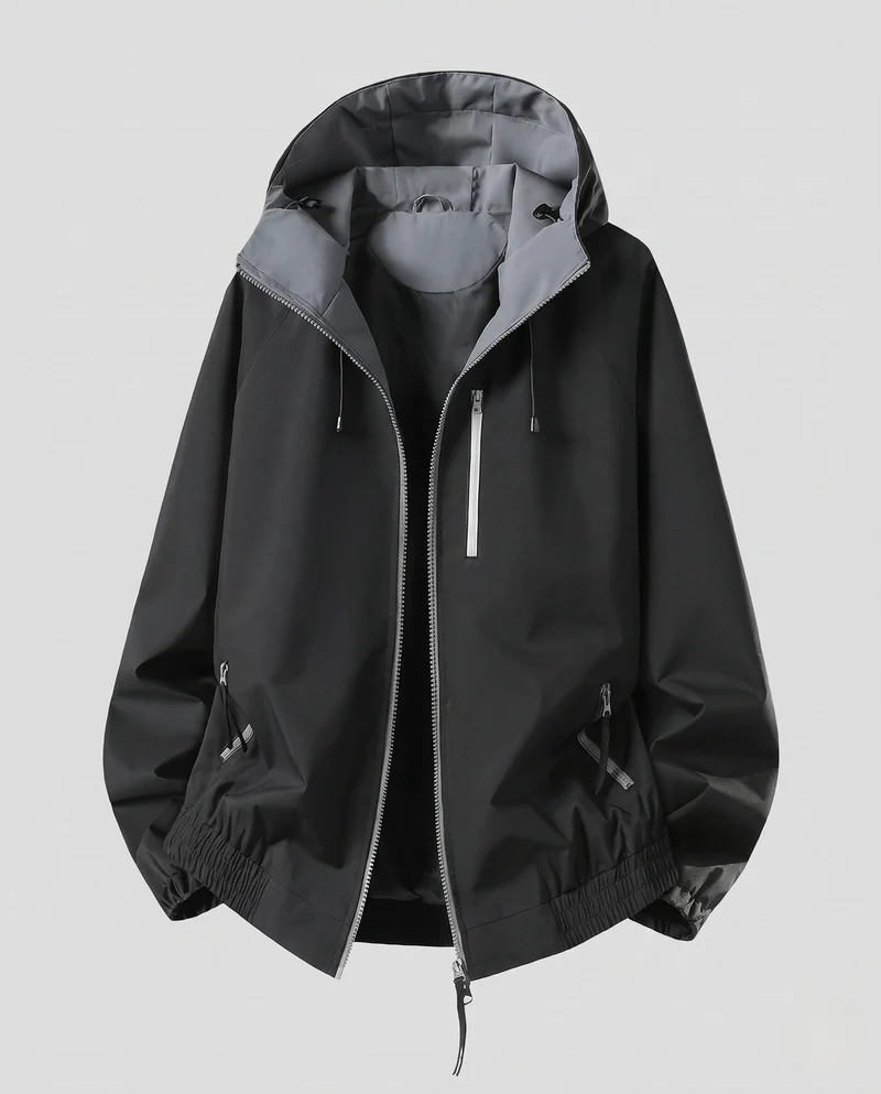 Damen Leichte Übergangsjacke mit Kapuze und Kontrastfutter, Reißverschlusstaschen & Elastischem Saum Nord Taschen