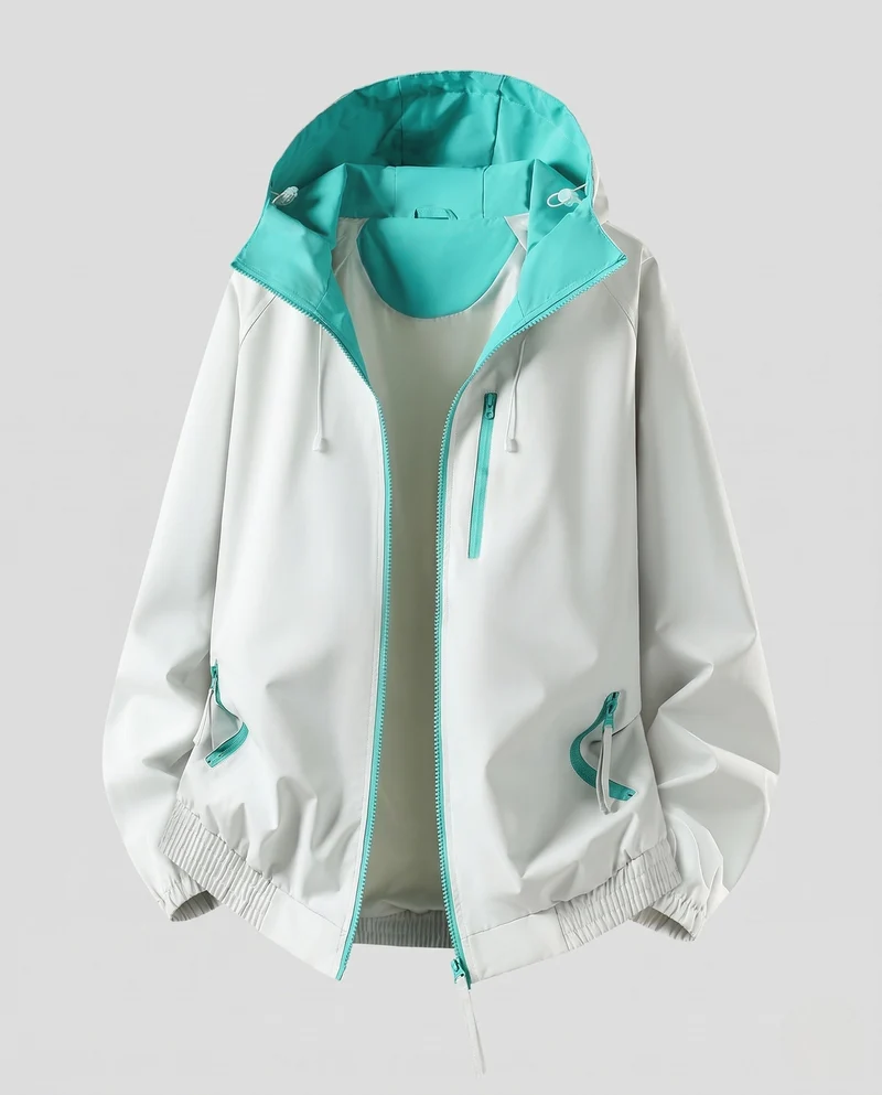 Damen Leichte Übergangsjacke mit Kapuze und Kontrastfutter, Reißverschlusstaschen & Elastischem Saum Nord Taschen