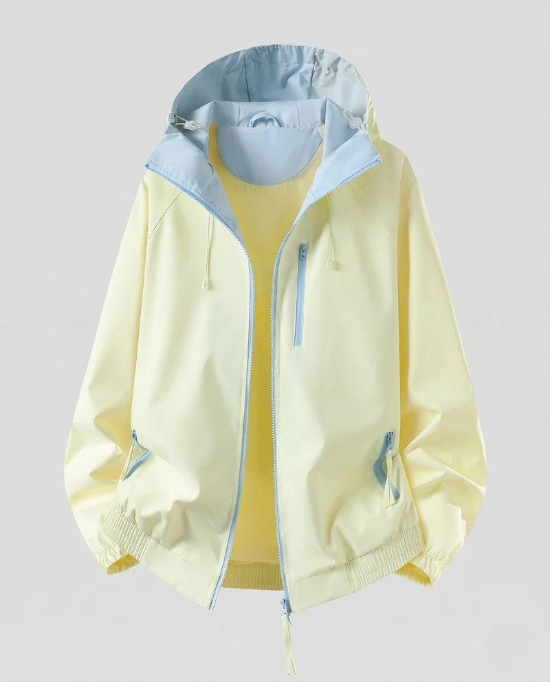 Damen Leichte Übergangsjacke mit Kapuze und Kontrastfutter, Reißverschlusstaschen & Elastischem Saum Nord Taschen