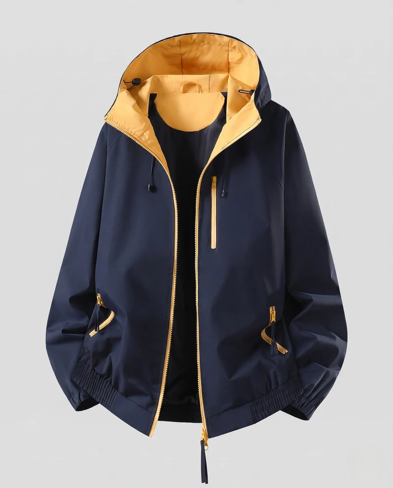 Damen Leichte Übergangsjacke mit Kapuze und Kontrastfutter, Reißverschlusstaschen & Elastischem Saum Nord Taschen