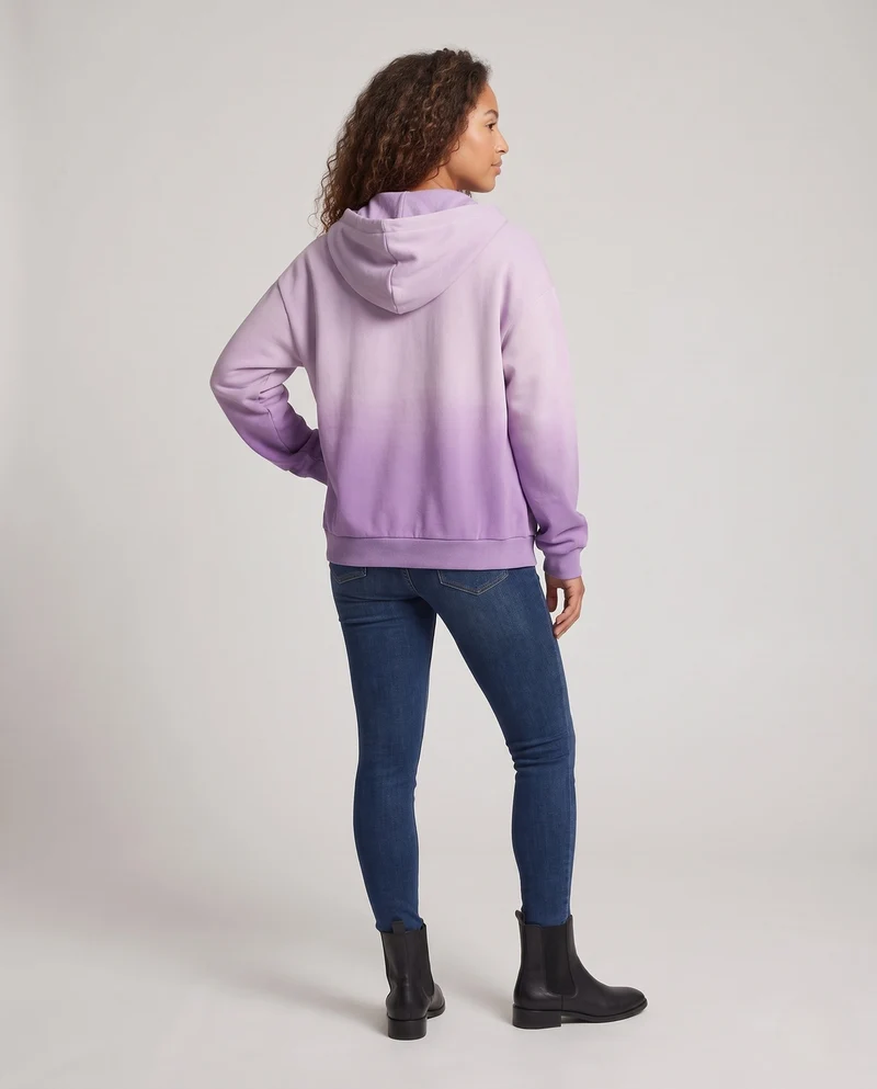 Damen Oversized Hoodie-Jacke mit Gradient, durchgehendem Reißverschluss, Kordelzug und geripptem Saum Nord Taschen