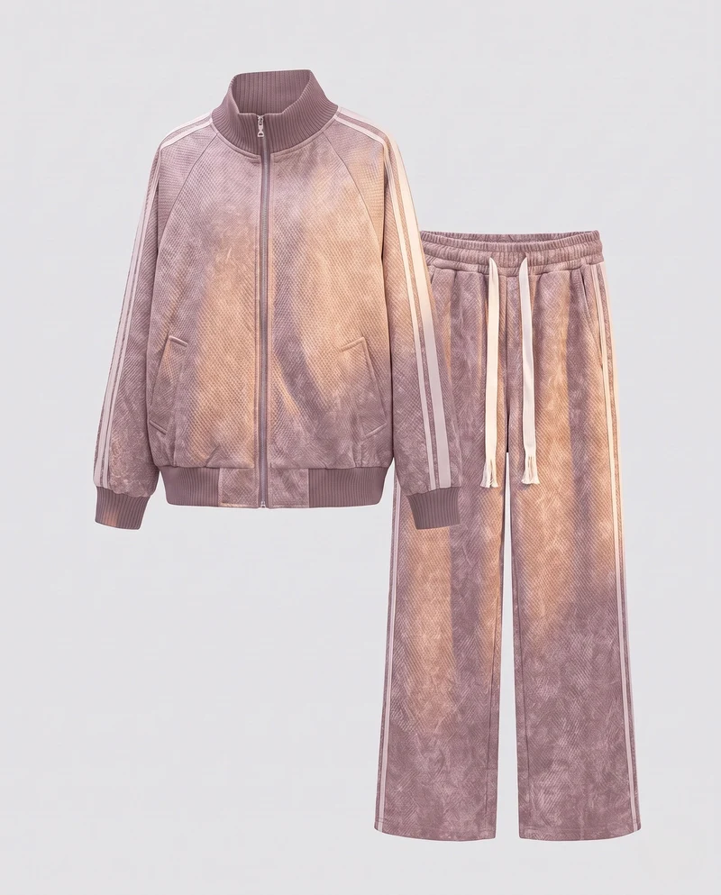 Damen Oversize Samt Effekt Track Bomberjacke mit Hohem Kragen, Kontraststreifen & Rippbündchen Nord Taschen