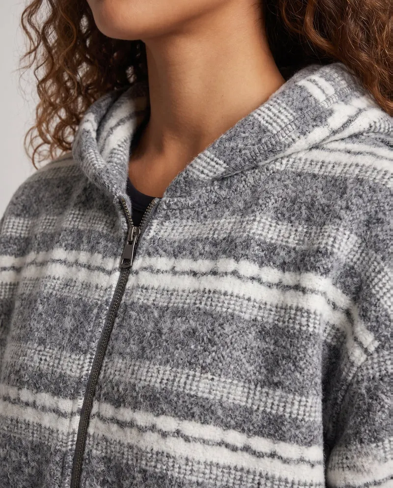 Damen Oversized Strick Hoodie Jacke mit Vollreißverschluss & elastischen Bündchen Nord Taschen