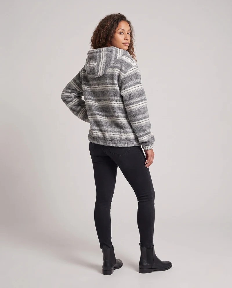 Damen Oversized Strick Hoodie Jacke mit Vollreißverschluss & elastischen Bündchen Nord Taschen