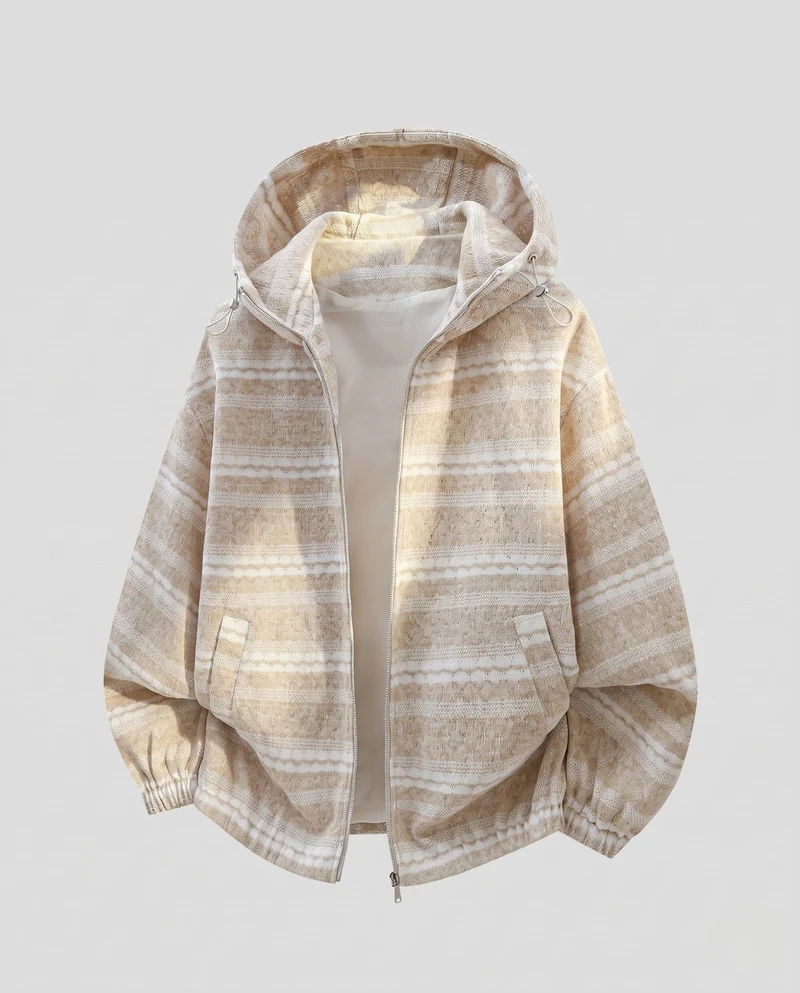 Damen Oversized Strick Hoodie Jacke mit Vollreißverschluss & elastischen Bündchen Nord Taschen