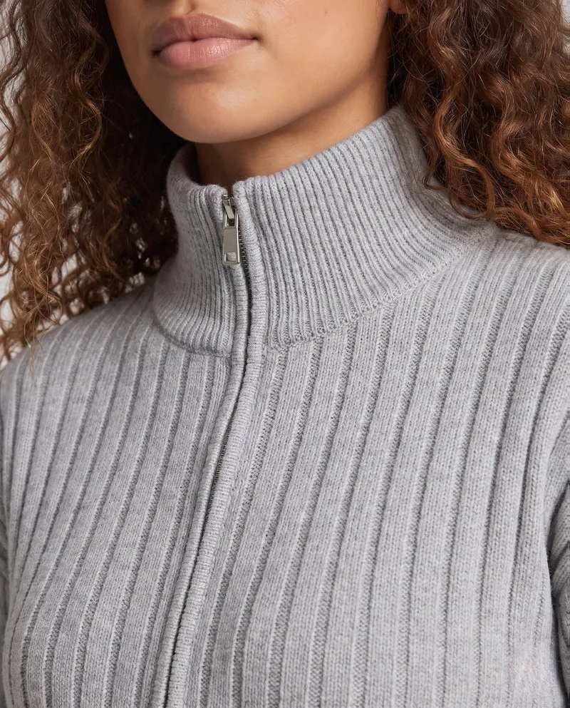 Damen Übergröße Cardigan mit Reißverschluss, Stehkragen & Strukturstrick Nord Taschen