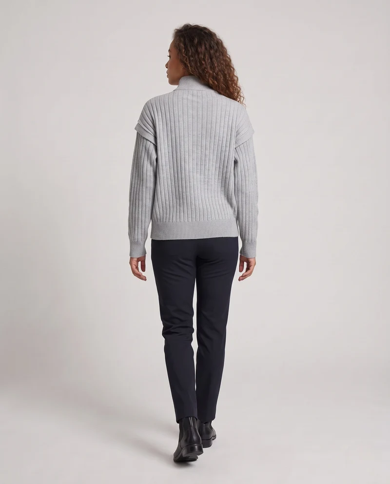 Damen Übergröße Cardigan mit Reißverschluss, Stehkragen & Strukturstrick Nord Taschen