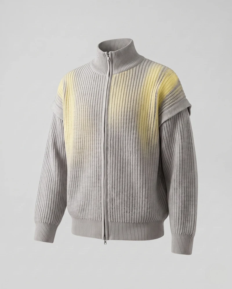Damen Übergröße Cardigan mit Reißverschluss, Stehkragen & Strukturstrick Nord Taschen