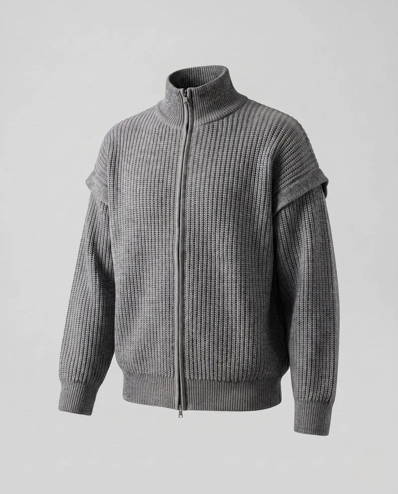 Damen Übergröße Cardigan mit Reißverschluss, Stehkragen & Strukturstrick Nord Taschen