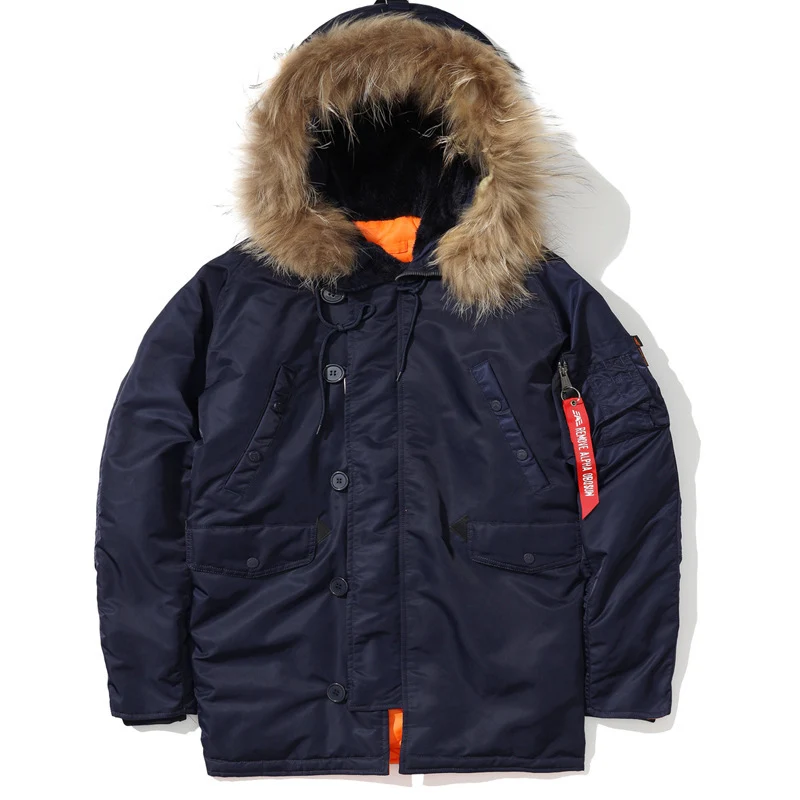 Herren Schwerer Thermo-Parka im Expeditionstil mit Kunstfellkapuze und Multifachtaschen Nord Taschen
