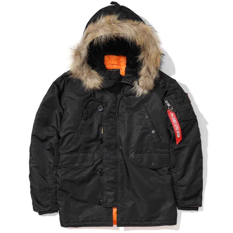 Herren Schwerer Thermo-Parka im Expeditionstil mit Kunstfellkapuze und Multifachtaschen Nord Taschen