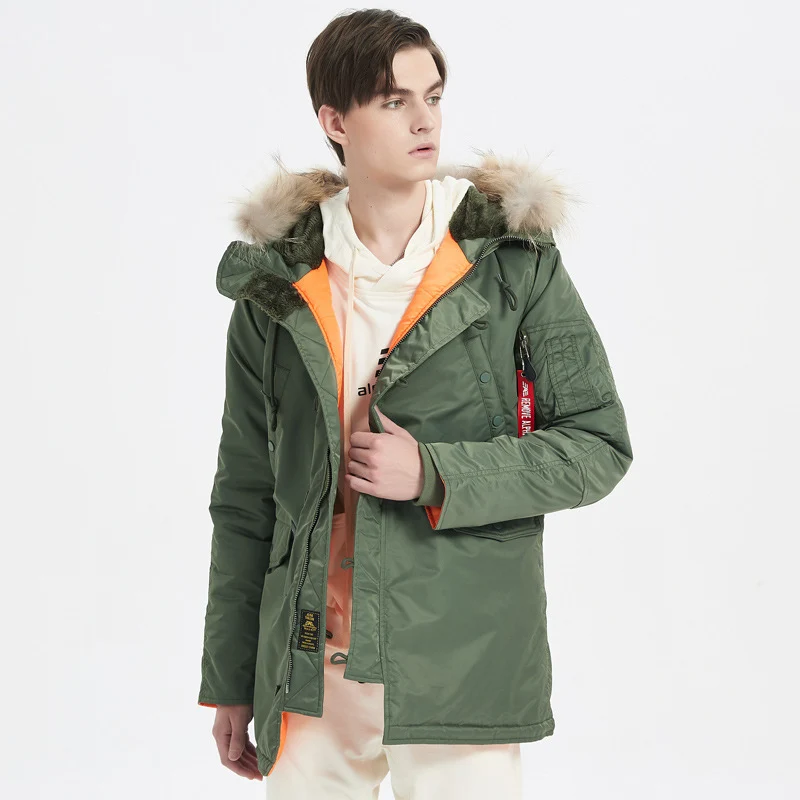Herren Schwerer Thermo-Parka im Expeditionstil mit Kunstfellkapuze und Multifachtaschen Nord Taschen