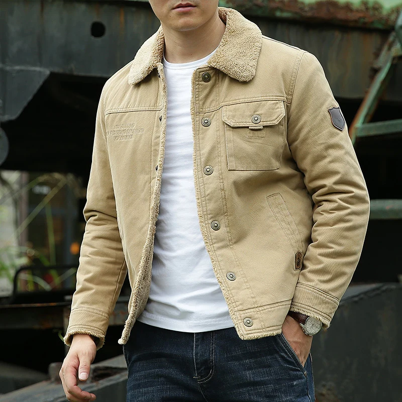 Herren Robust-Canvas-Fieldjacke mit Teddyfutter, Stehkragen und Utility-Taschen Nord Taschen