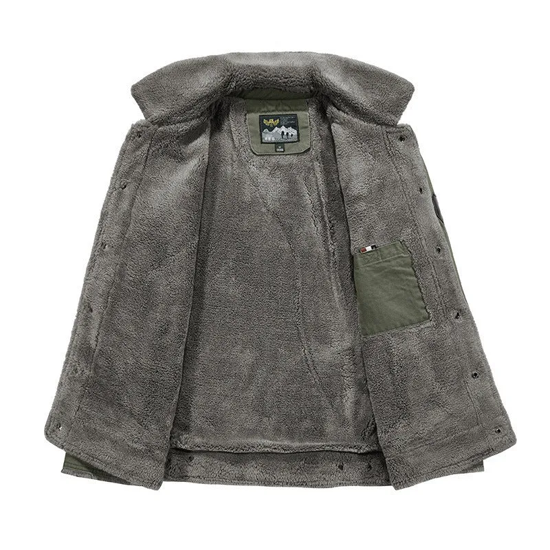 Herren Robust-Canvas-Fieldjacke mit Teddyfutter, Stehkragen und Utility-Taschen Nord Taschen