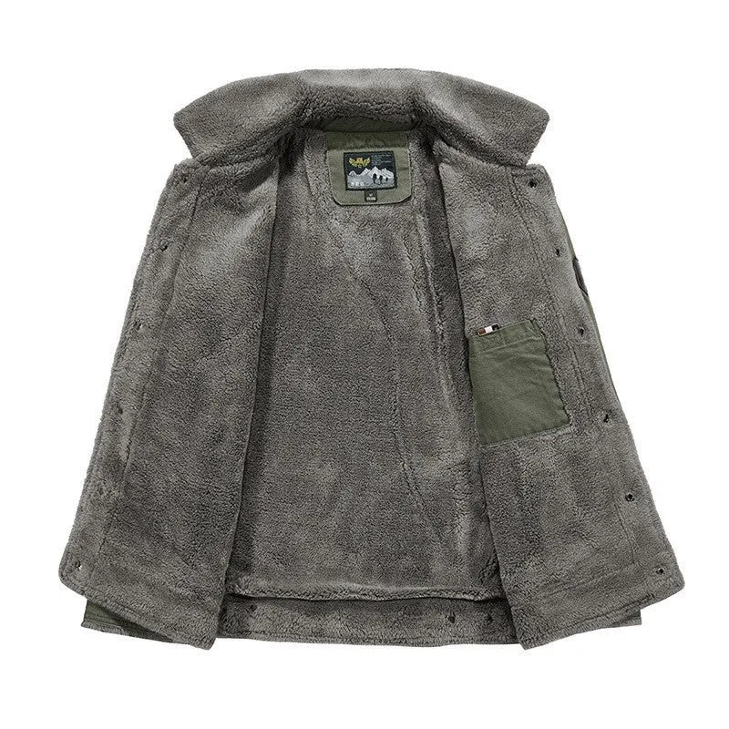 Herren Robust-Canvas-Fieldjacke mit Teddyfutter, Stehkragen und Utility-Taschen Nord Taschen