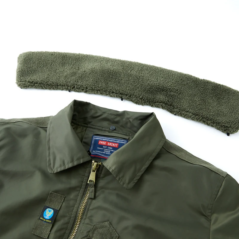 Herren Piloten‑Bomberjacke mit Teddykragen und multifunktionalen Organizer‑Taschen Nord Taschen