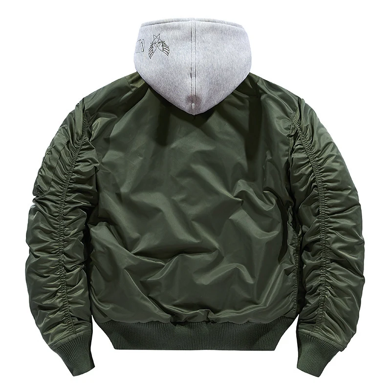 Herren Pilot-Bomberjacke mit abnehmbarem Kapuzen-Doppellayer, wattierter Thermofütterung und Ärmeltasche Nord Taschen