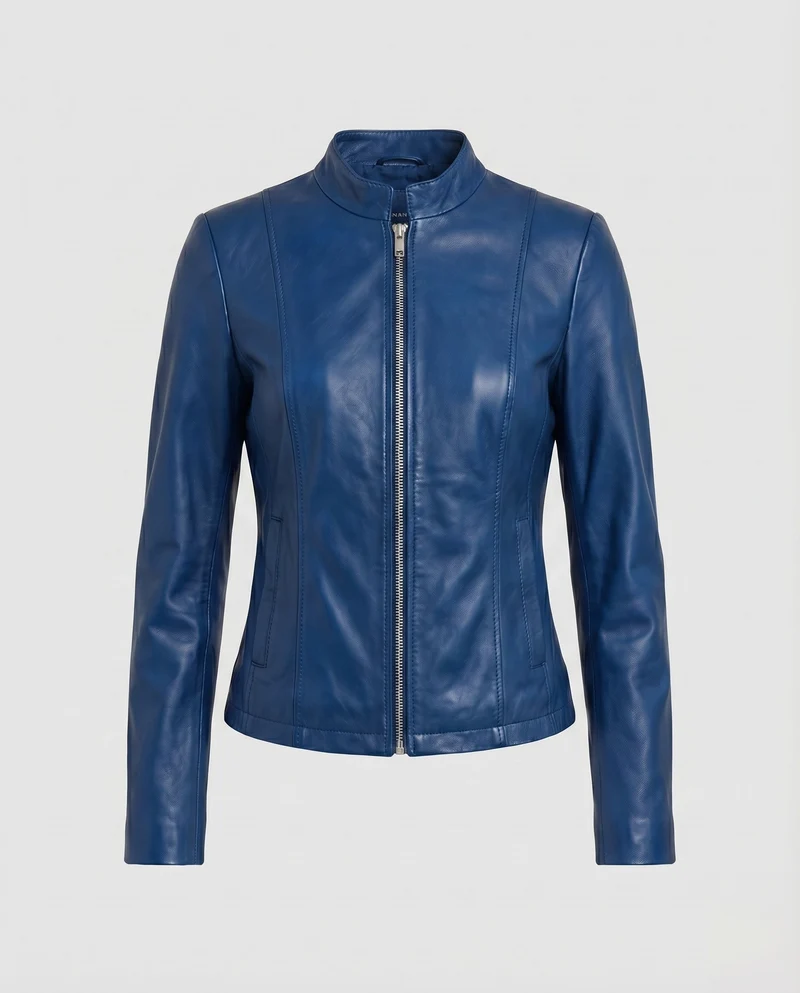 Damen City-Riderjacke Stehkragenlasche 2-Wege-Zipp Schmal