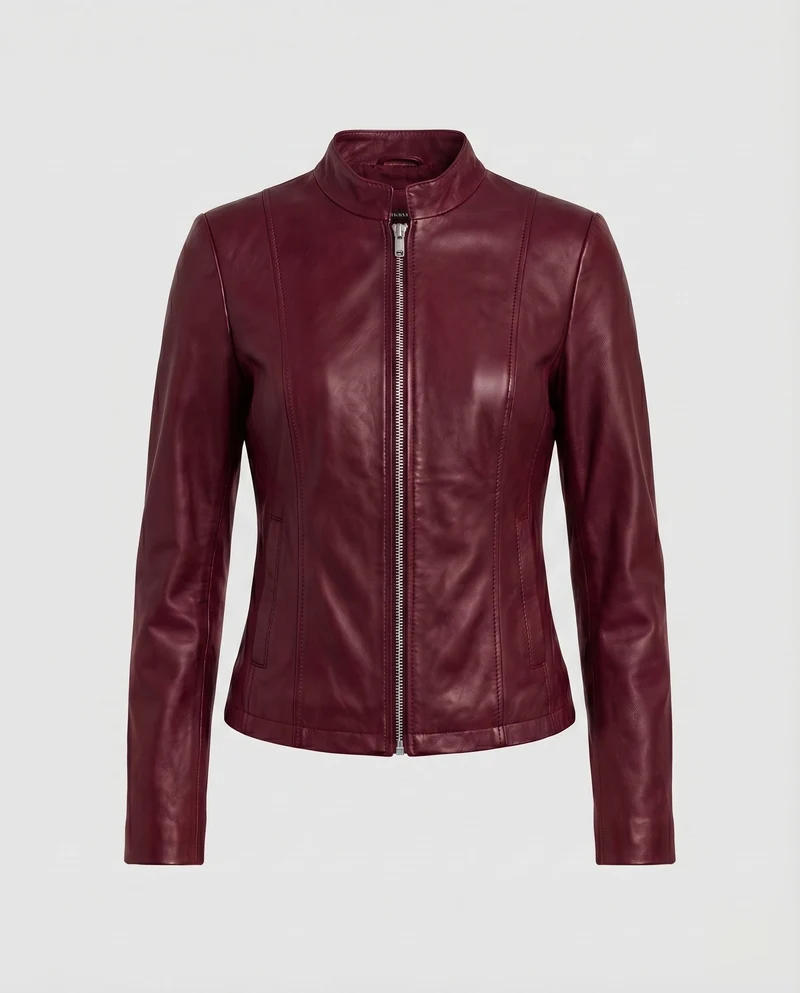 Damen City-Riderjacke Stehkragenlasche 2-Wege-Zipp Schmal