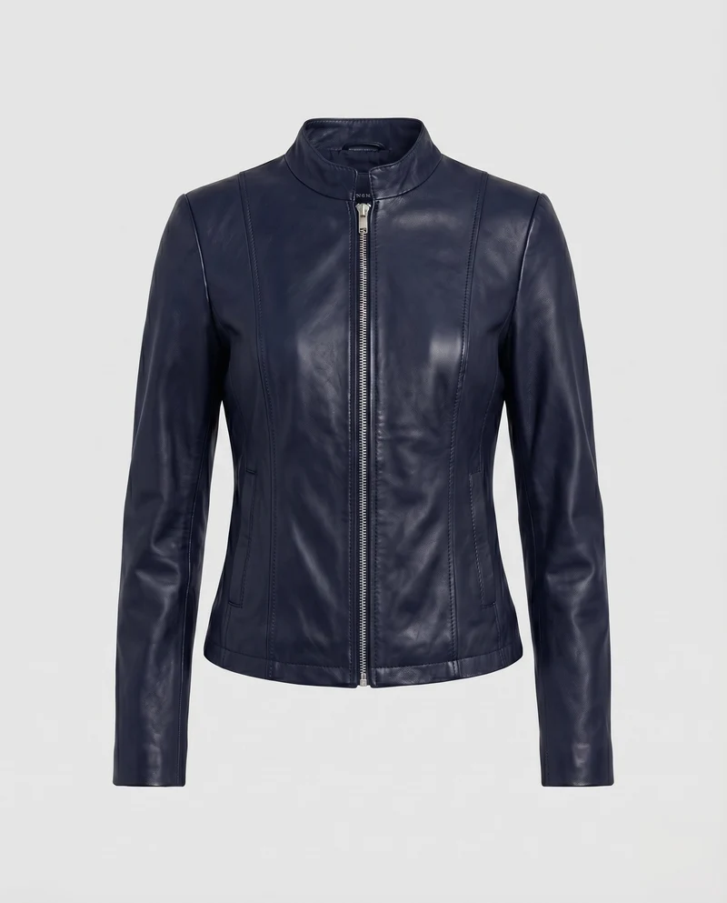 Damen City-Riderjacke Stehkragenlasche 2-Wege-Zipp Schmal