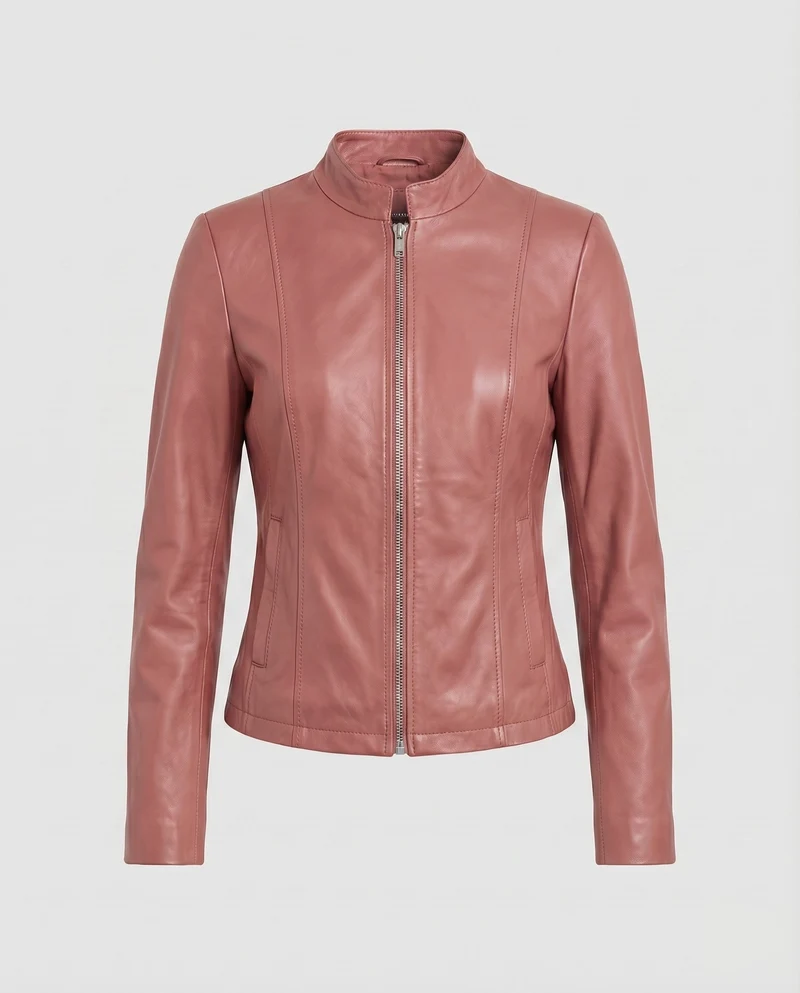 Damen City-Riderjacke Stehkragenlasche 2-Wege-Zipp Schmal