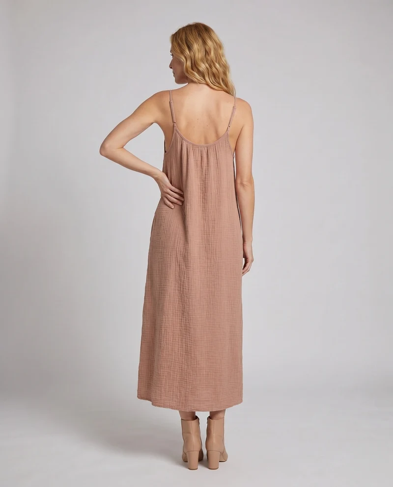 Damen luftiges Maxi-Kleid mit Spaghettiträgern und weitem Schnitt