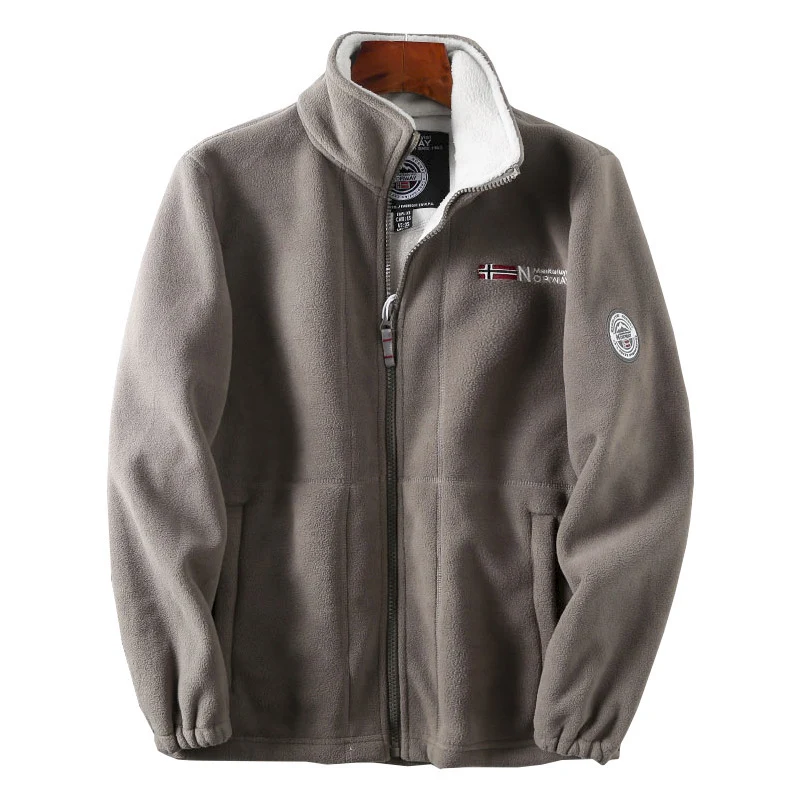 Herren Fleecejacke mit Stehkragen, durchgehendem Reißverschluss und Teddy-Innenfutter Nord Taschen