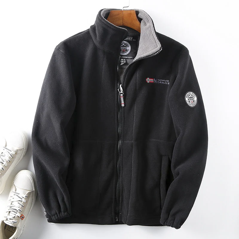 Herren Fleecejacke mit Stehkragen, durchgehendem Reißverschluss und Teddy-Innenfutter Nord Taschen