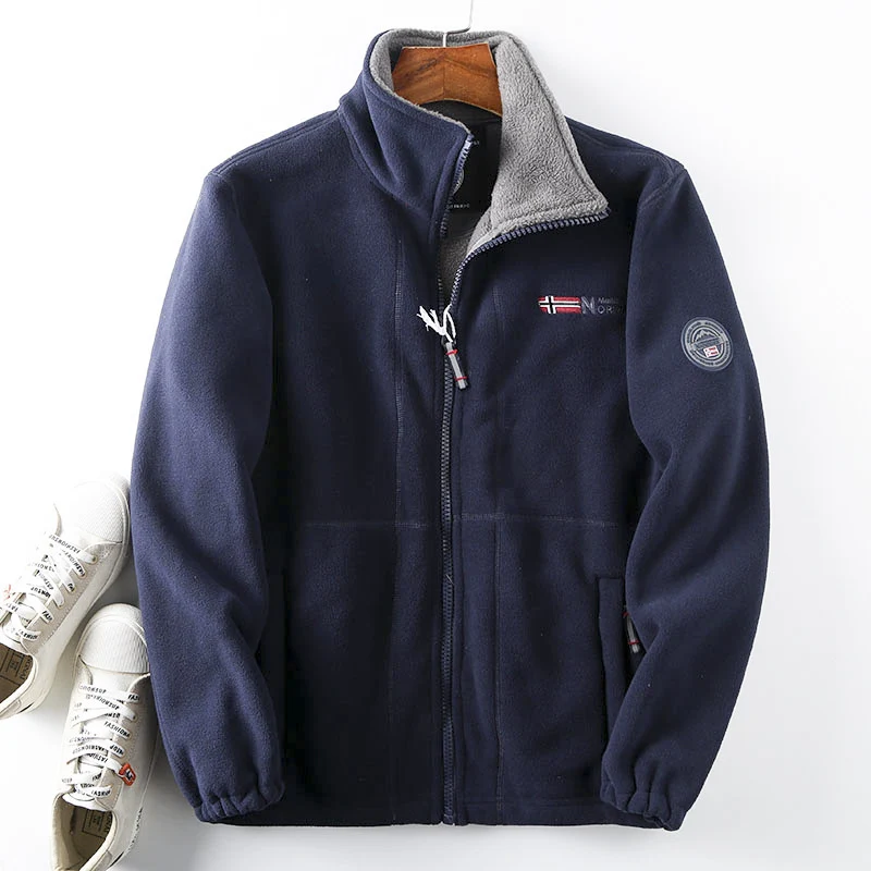 Herren Fleecejacke mit Stehkragen, durchgehendem Reißverschluss und Teddy-Innenfutter Nord Taschen