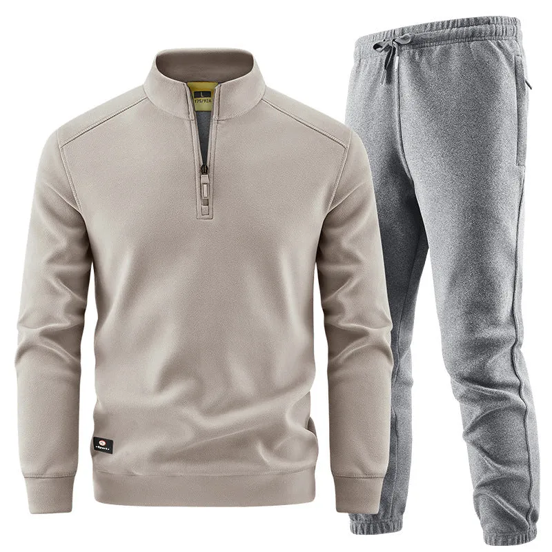 Herren Fleece-Trainingsset mit Stehkragen und Elastikbund Nord Taschen
