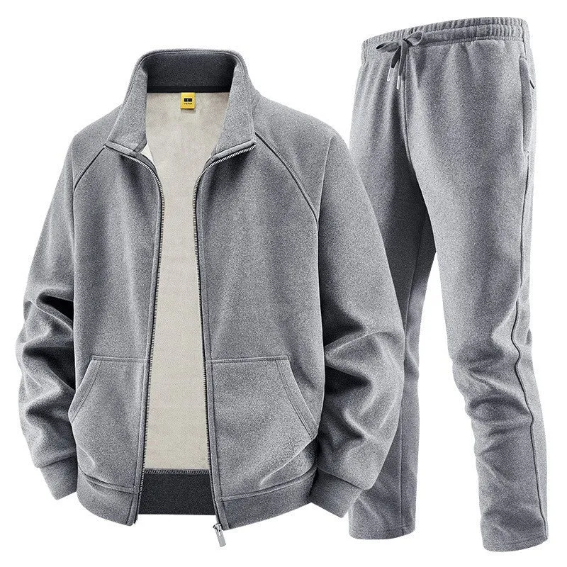 Herren Fleece-Trainingsset mit Stehkragen und Elastikbund Nord Taschen