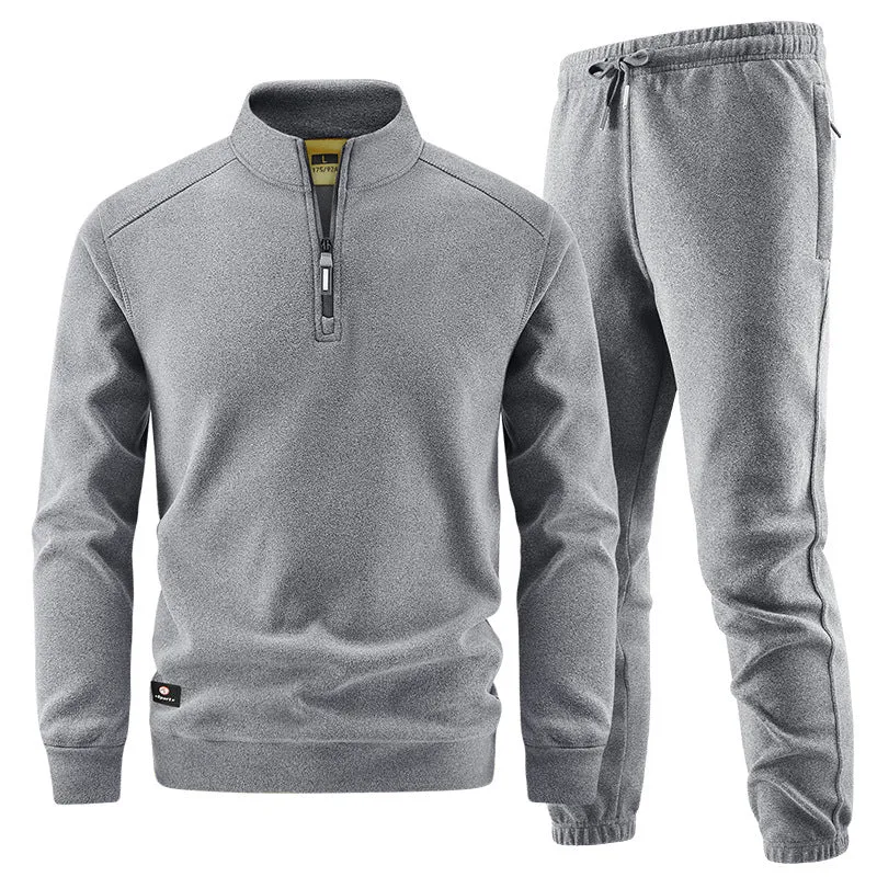 Herren Fleece-Trainingsset mit Stehkragen und Elastikbund Nord Taschen