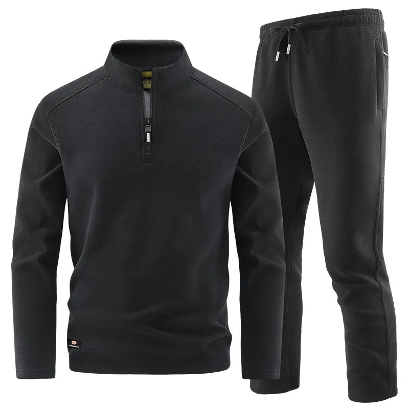 Herren Fleece-Trainingsset mit Stehkragen und Elastikbund Nord Taschen