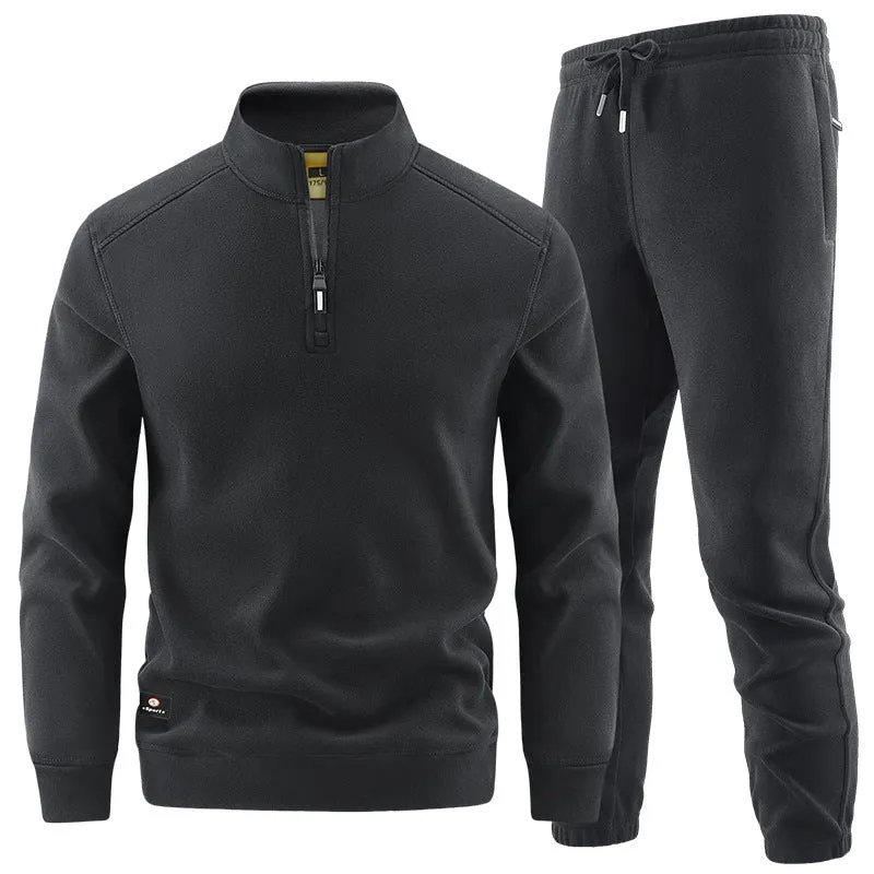 Herren Fleece-Trainingsset mit Stehkragen und Elastikbund Nord Taschen