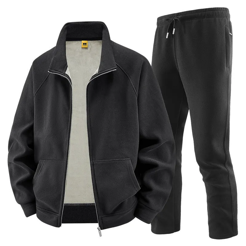 Herren Fleece-Trainingsset mit Stehkragen und Elastikbund Nord Taschen