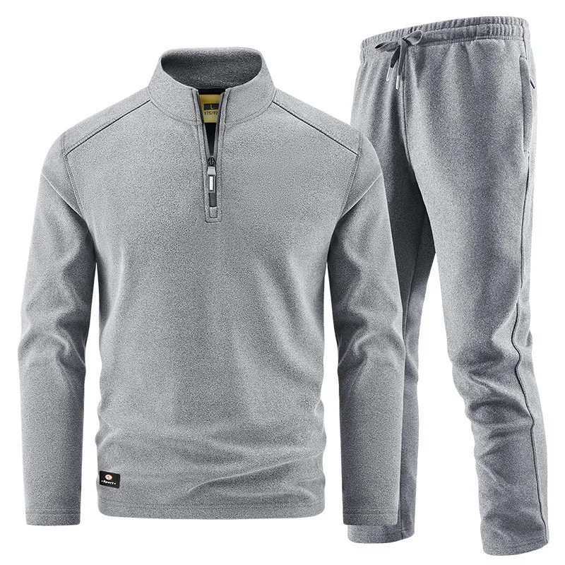 Herren Fleece-Trainingsset mit Stehkragen und Elastikbund Nord Taschen