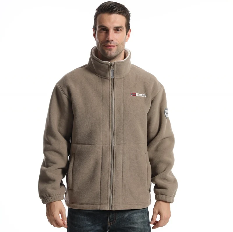 Herren Fleece-Outdoorjacke mit Stehkragen durchgehendem Reißverschluss und elastischen Bündchen Nord Taschen