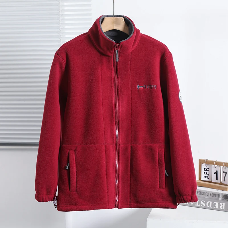 Herren Fleece-Outdoorjacke mit Stehkragen durchgehendem Reißverschluss und elastischen Bündchen Nord Taschen