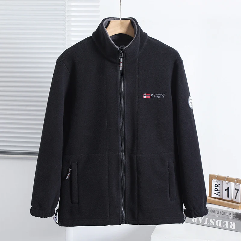 Herren Fleece-Outdoorjacke mit Stehkragen durchgehendem Reißverschluss und elastischen Bündchen Nord Taschen
