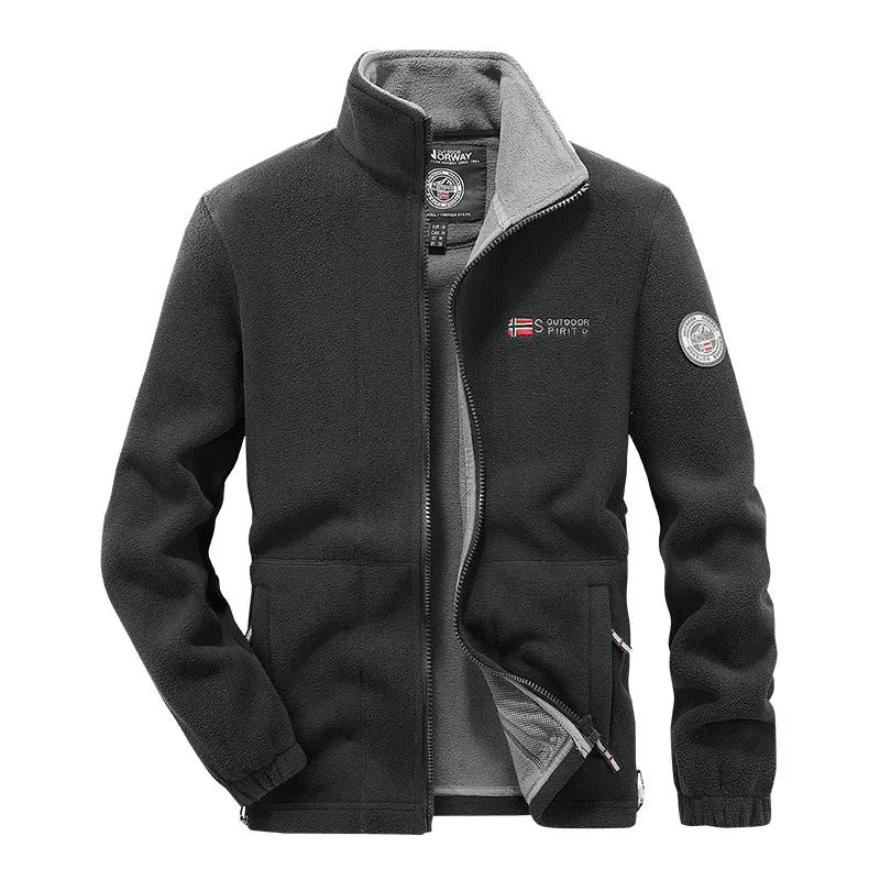 Herren Fleece-Outdoorjacke mit durchgehendem Reißverschluss, Stehkragen und Reißverschlusstaschen Nord Taschen