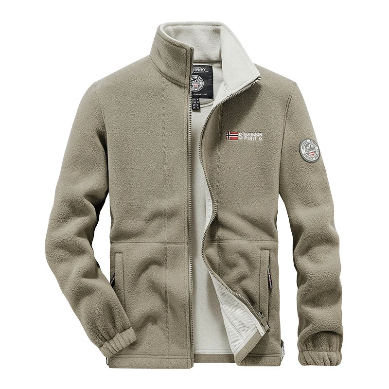 Herren Fleece-Outdoorjacke mit durchgehendem Reißverschluss, Stehkragen und Reißverschlusstaschen Nord Taschen