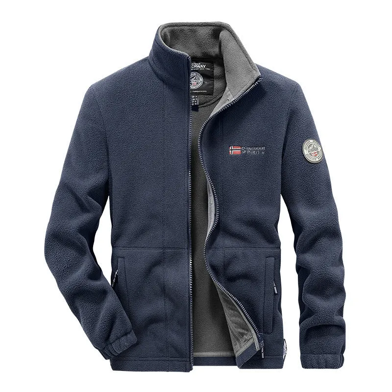 Herren Fleece-Outdoorjacke mit durchgehendem Reißverschluss, Stehkragen und Reißverschlusstaschen Nord Taschen