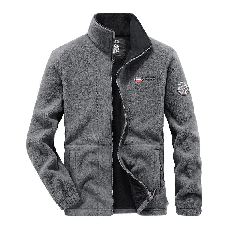 Herren Fleece-Outdoorjacke mit durchgehendem Reißverschluss, Stehkragen und Reißverschlusstaschen Nord Taschen