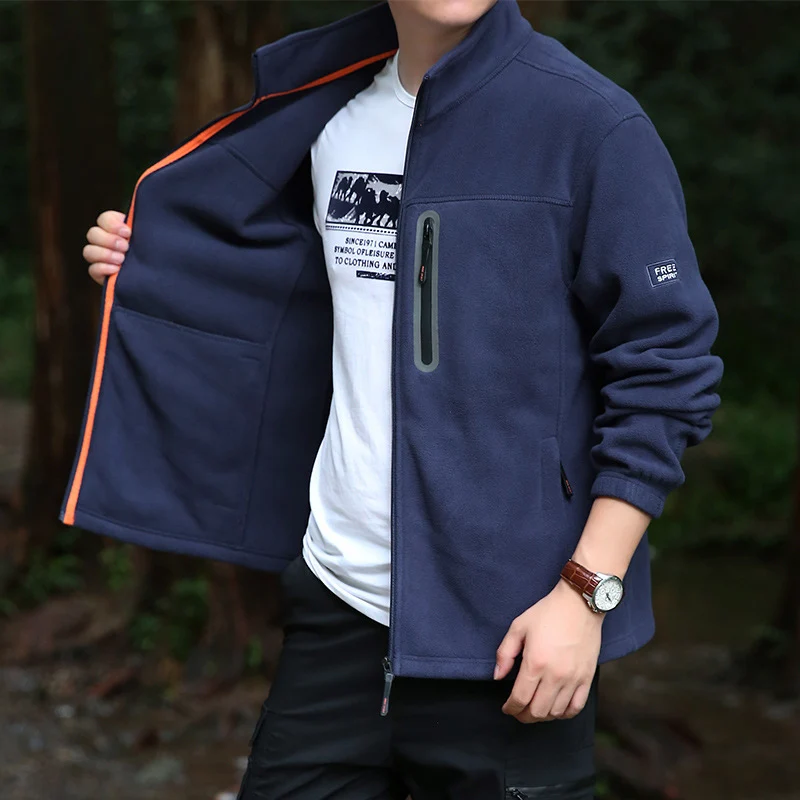 Herren Fleece-Outdoorjacke mit durchgehendem Reißverschluss, hohem Kragen und wasserabweisender Reißverschlusstasche Nord Taschen