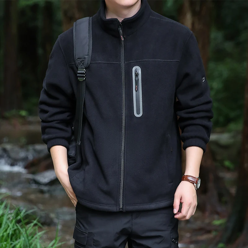 Herren Fleece-Outdoorjacke mit durchgehendem Reißverschluss, hohem Kragen und wasserabweisender Reißverschlusstasche Nord Taschen