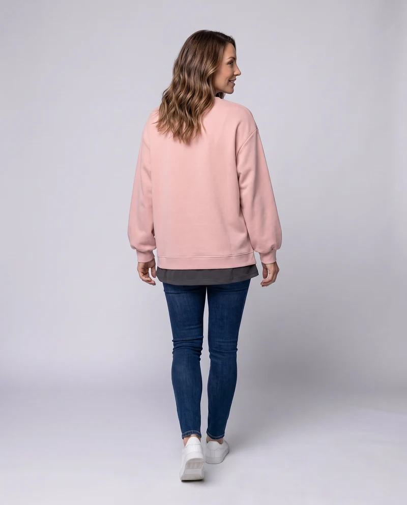 Damen Oversize Strickpullover mit Ballonärmeln und geschichtetem Saum Nord Taschen