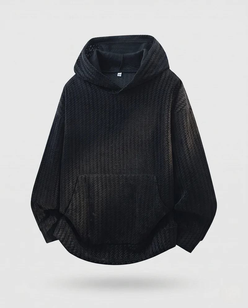 Frauen Oversized Strick Hoodie mit Känguru-Tasche und strukturellem Muster Nord Taschen